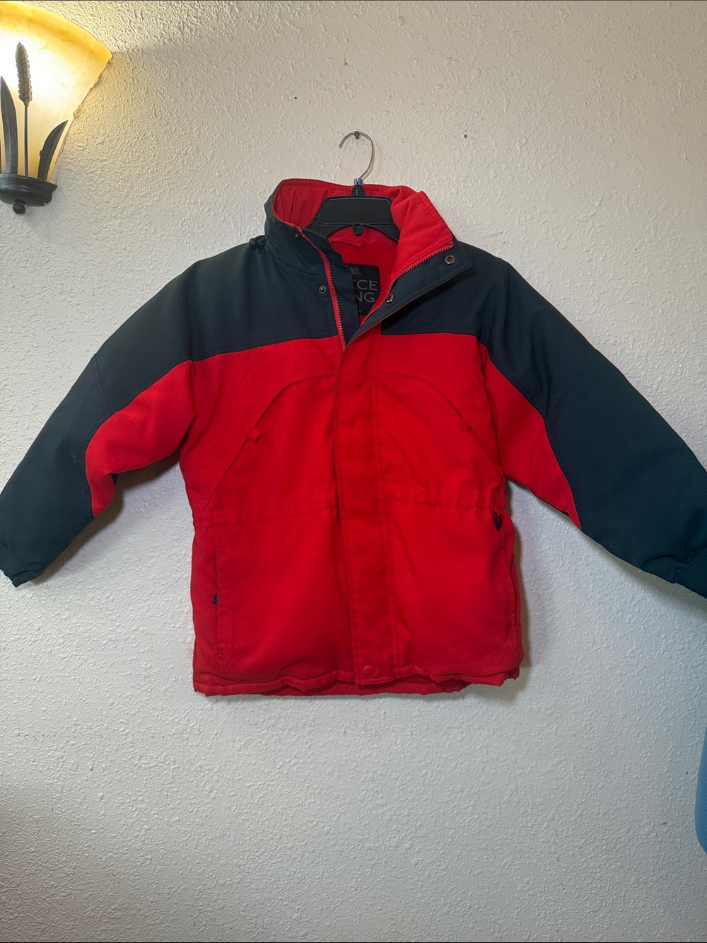Kids Red and Black Two-Tone Puffer Jacket by (unknown)